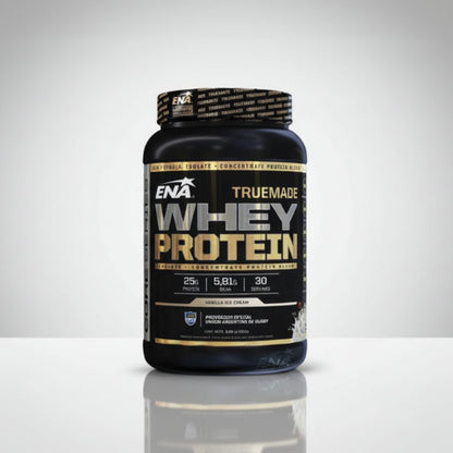 Suplemento en polvo ENA Sport True Made Whey Protein proteínas sabor vanilla ice cream en pote de 930g