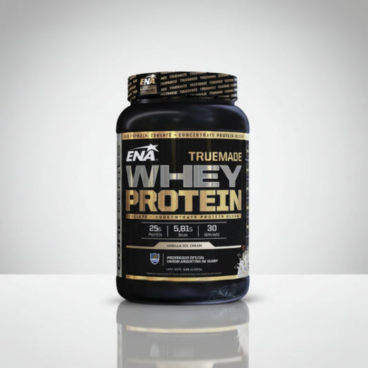 Suplemento en polvo ENA Sport True Made Whey Protein proteínas sabor vanilla ice cream en pote de 930g